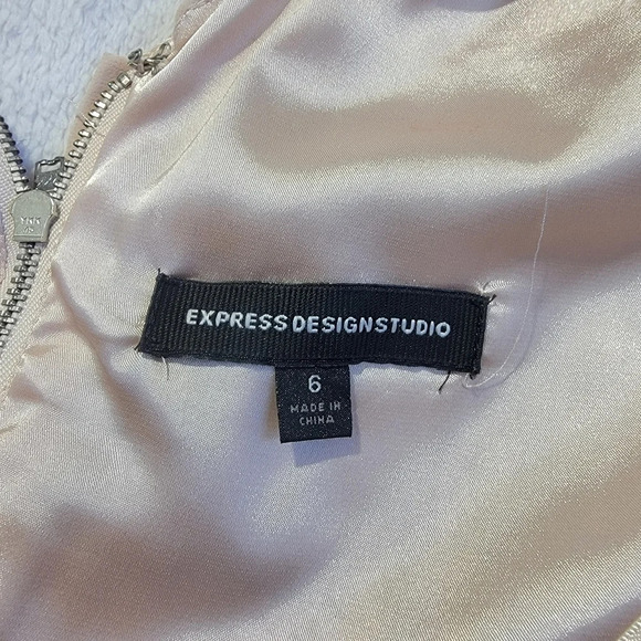 Express Design Studios Draped Sleeveless Pink Black Cocktail Dress Zip Back Sz 6 - Picture 5 of 10